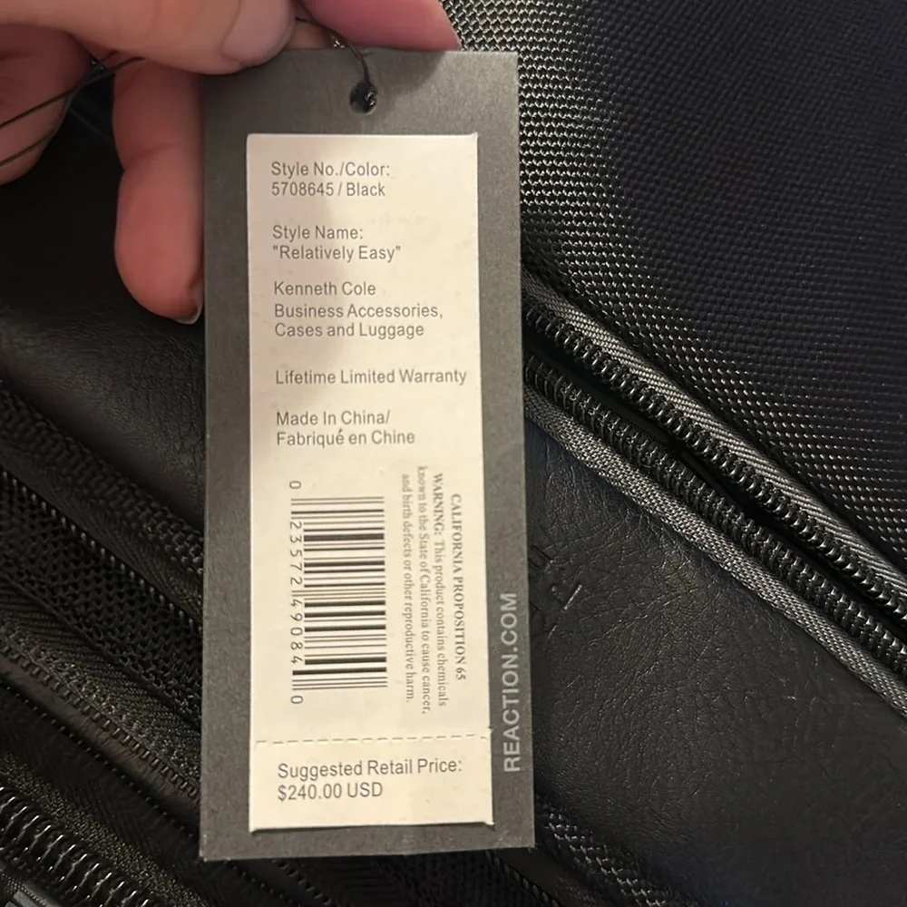 Kenneth Cole Reaction Black backpack briefcase
